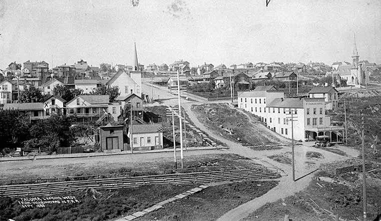 Tacoma looking west from headquarters N.P.R.R., 1888