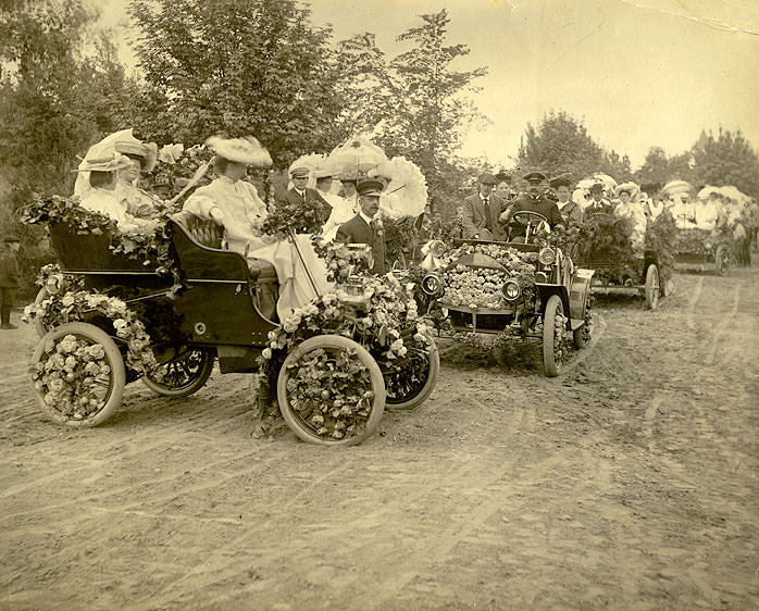 First Ford, Model B on the Pacific Coast at Tacoma Rose Carnival, 1905