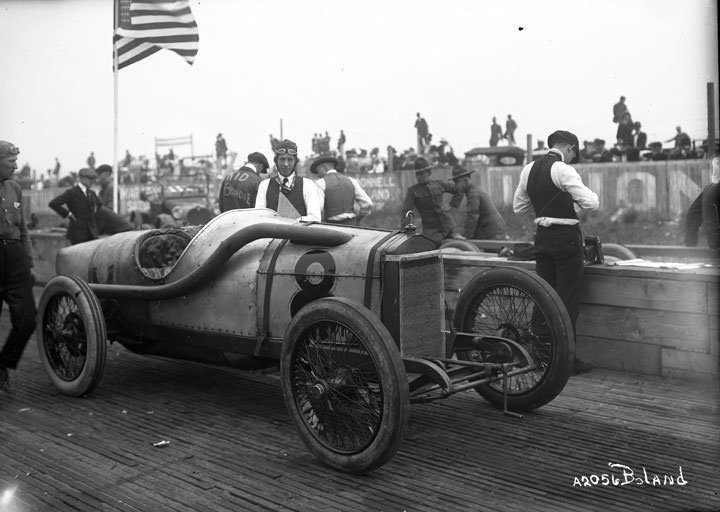 Eddie Hearne Driving Racing Car #8, Tacoma Speedway, 1918