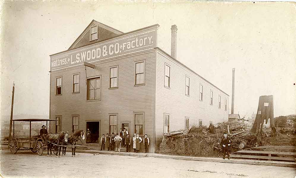 L.S. Wood & Co., Mattress Factory, Corner of So. 25th and A Street, Tacoma, 1891