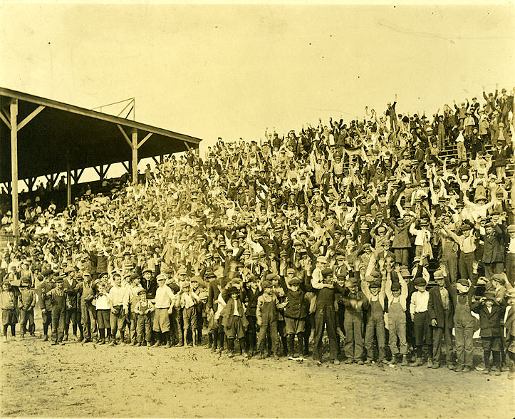 children in the stadium, 1900