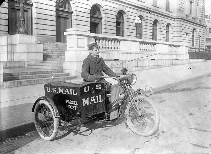 Mailman on Motorcycle, Tacoma, 1918