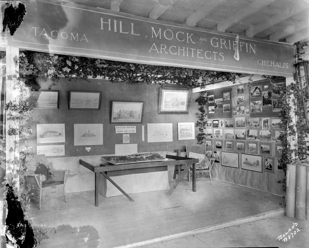 Hill, Mock and Griffin, Architects booth, Western Washington Fair Puyallup, 1923