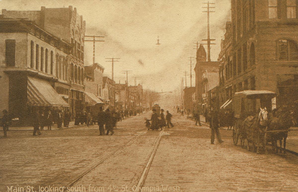 Main St. looking south from 4th St., Olympia, 1903