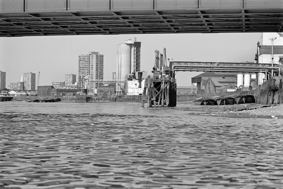 Battersea Riverside from the Thames, 1983