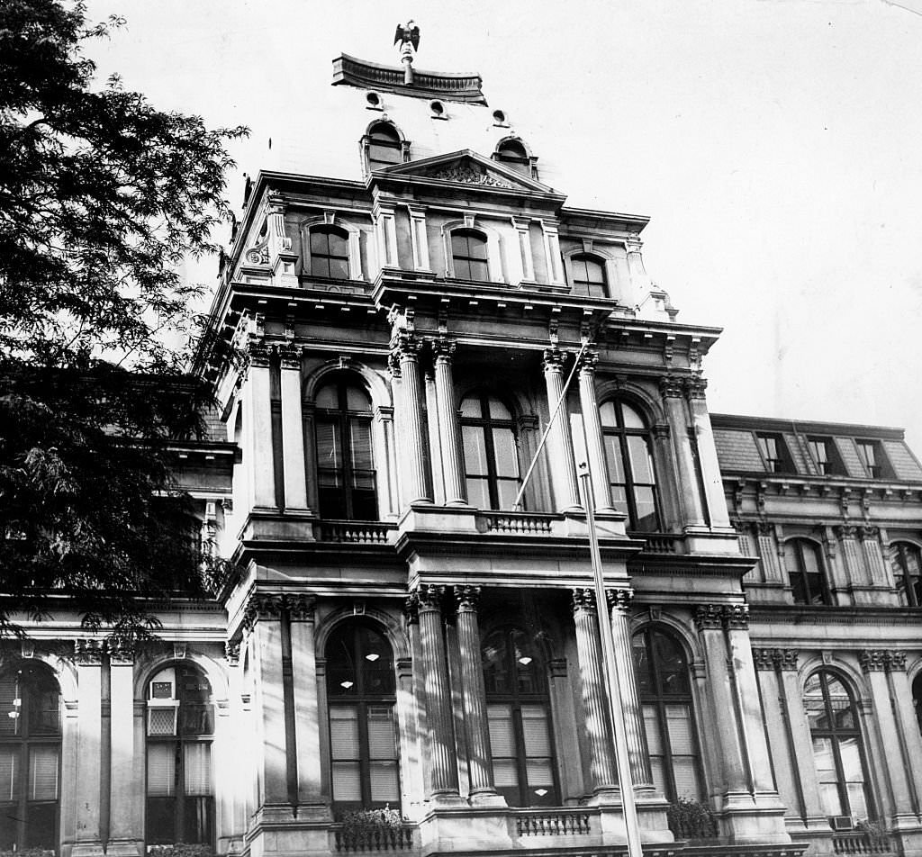 The front of Boston City Hall on June 13, 1965. This building was City Hall from 1841 to 1968.