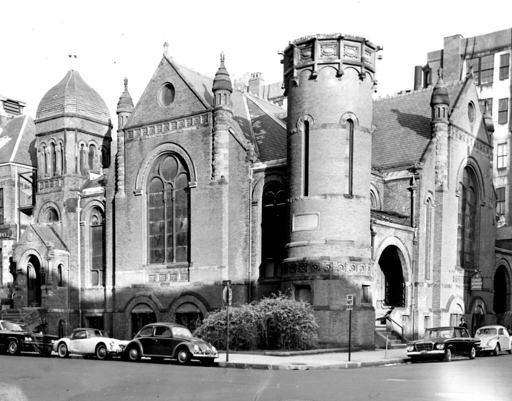 Copley Methodist Church at the corner of Newbury and Exeter Streets in Boston, May 3, 1964.