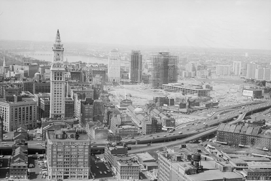Aerial view of downtown Boston, Massachusetts, 1964.