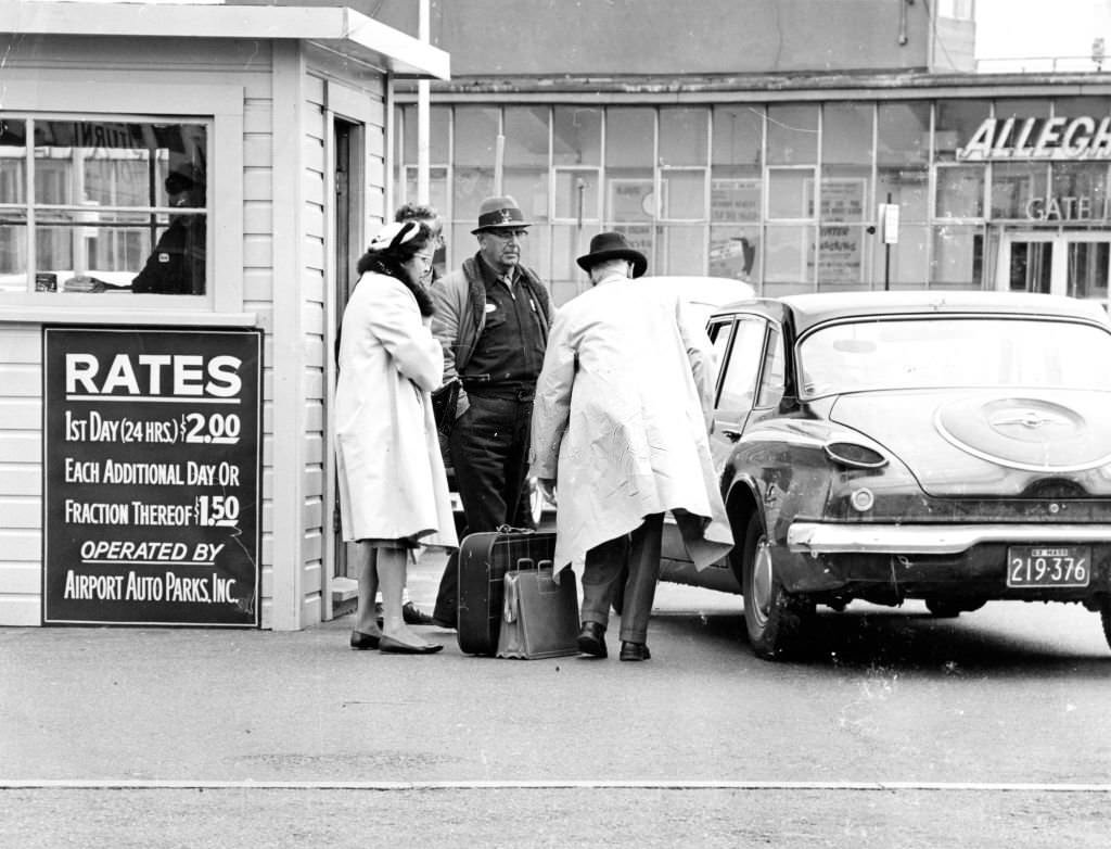 Customers take advantage of valet parking service at Logan Airport in Boston on Apr. 24, 1963.