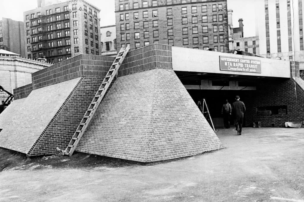 The exterior of the Government Center MBTA stop in Boston on Jan. 2, 1963.