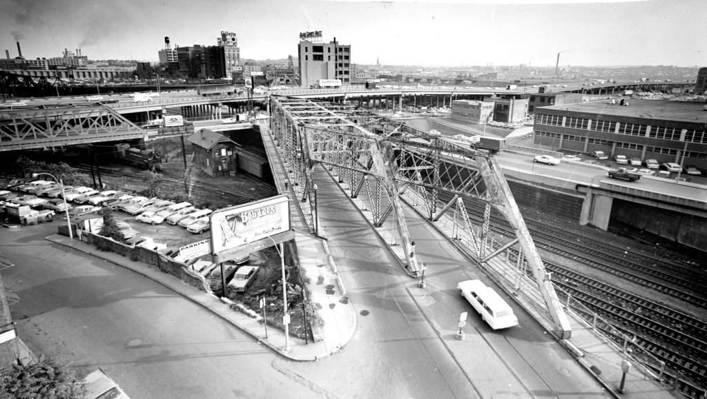 The Broadway bridge to Boston's South End, October 1962.