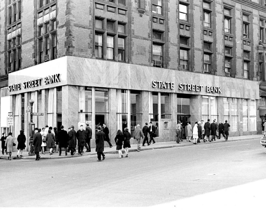 The exterior of a State Street Bank branch on Tremont Street in Boston, Nov. 4, 1966.