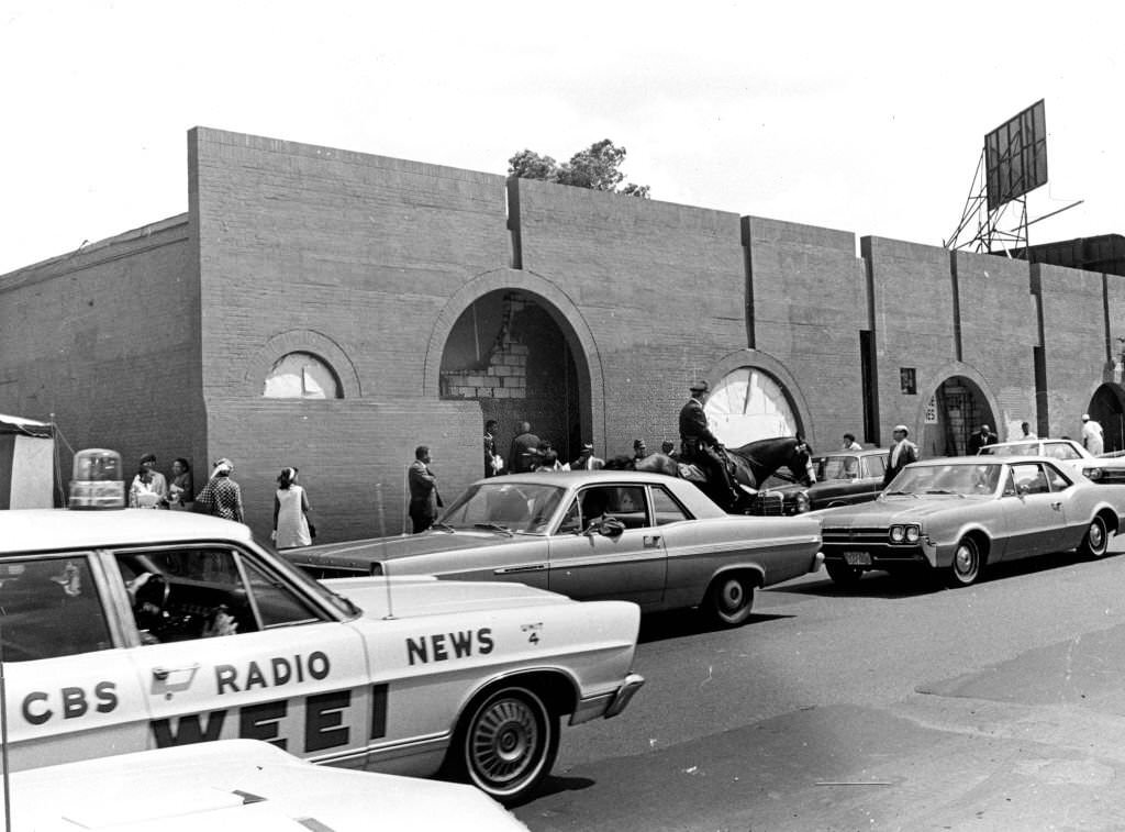 The scene outside the opening of Unity Bank & Trust Co. in the Roxbury neighborhood of Boston on Jun. 20, 1968.