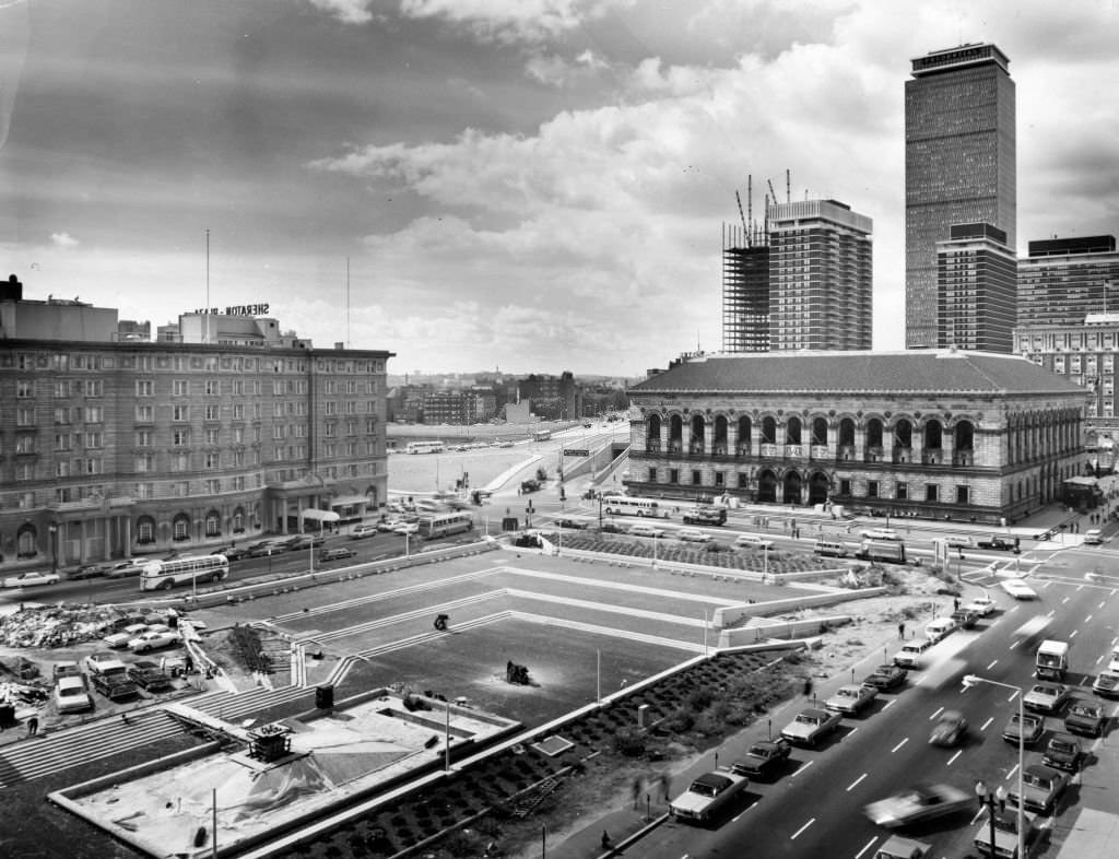 Construction continues at Copley Square in Boston in Sept. 20, 1969.