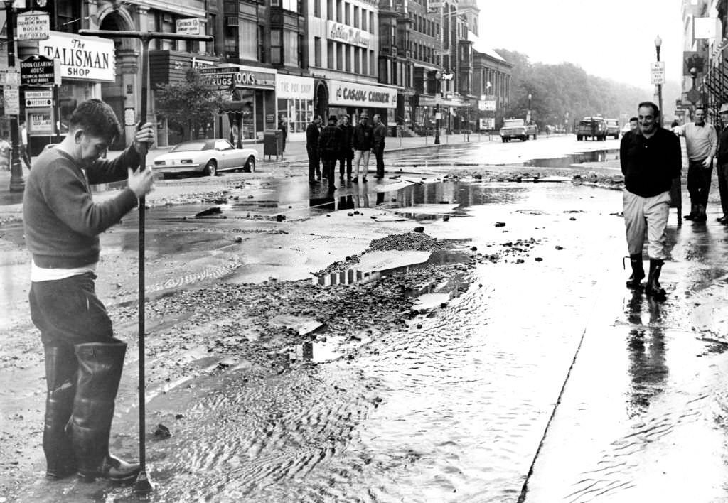 A flooded Boylston Street on Oct. 7, 1969.