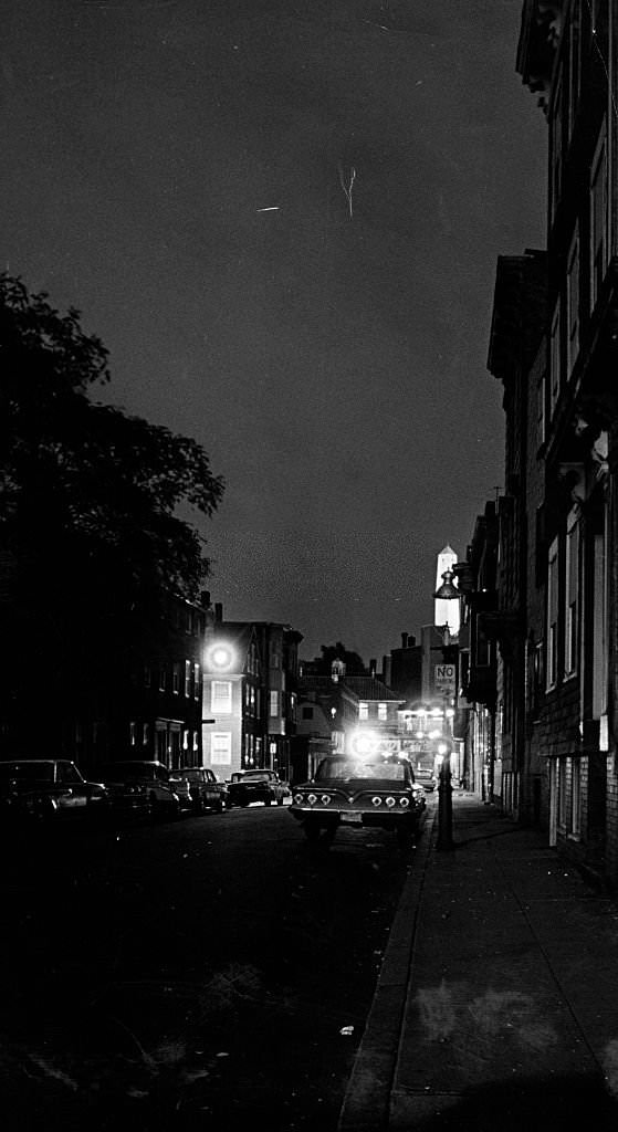 A street in Boston at night on Sept. 27, 1966.
