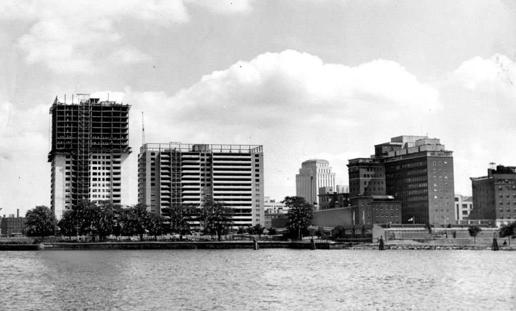 The Charles River Park apartment complex in Boston's West End under construction in August 1961.
