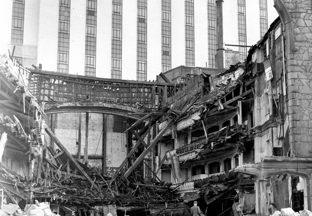 The burned remains of the Old Howard Theatre in Boston, June 1961.