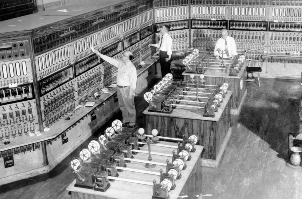 Fire Alarm Operators take in sounding alarms in Boston, Jan. 7, 1960.