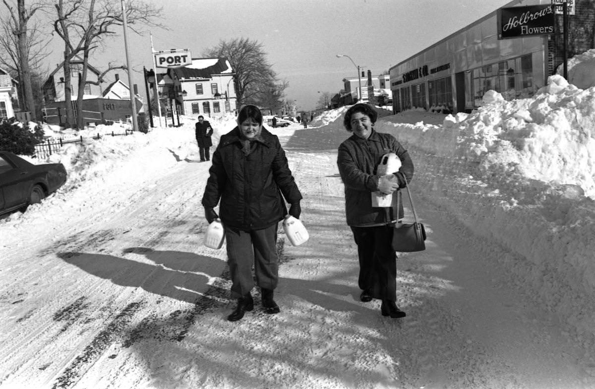 Helen Reynolds and Dorothy Carusone returned home from picking up milk in Dorchester.