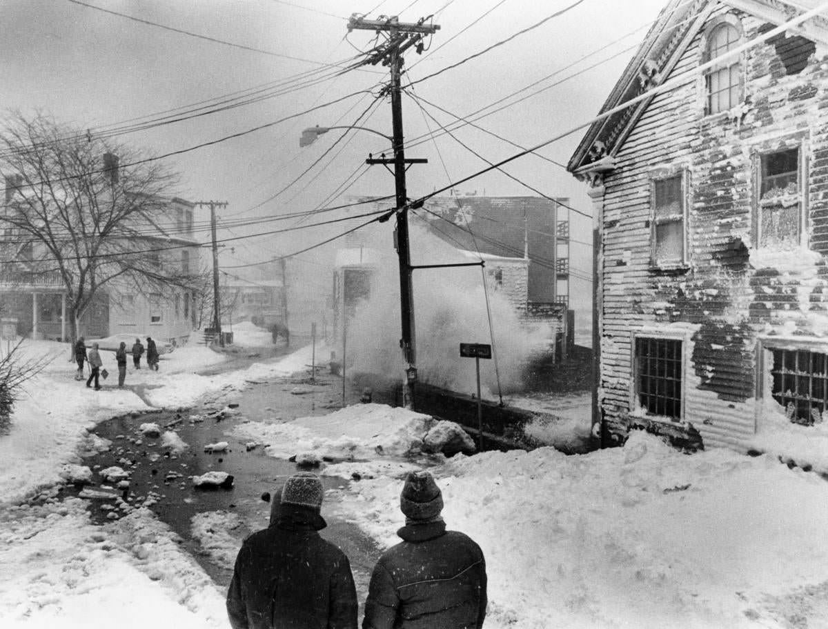 Waves crashed up on Front Street in Marblehead on Feb. 7.