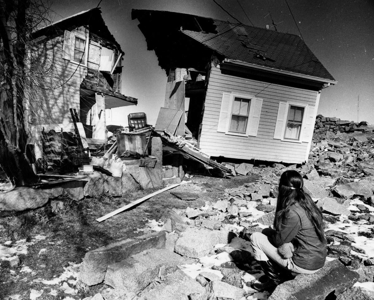 A house destroyed by the blizzard in Rockport.