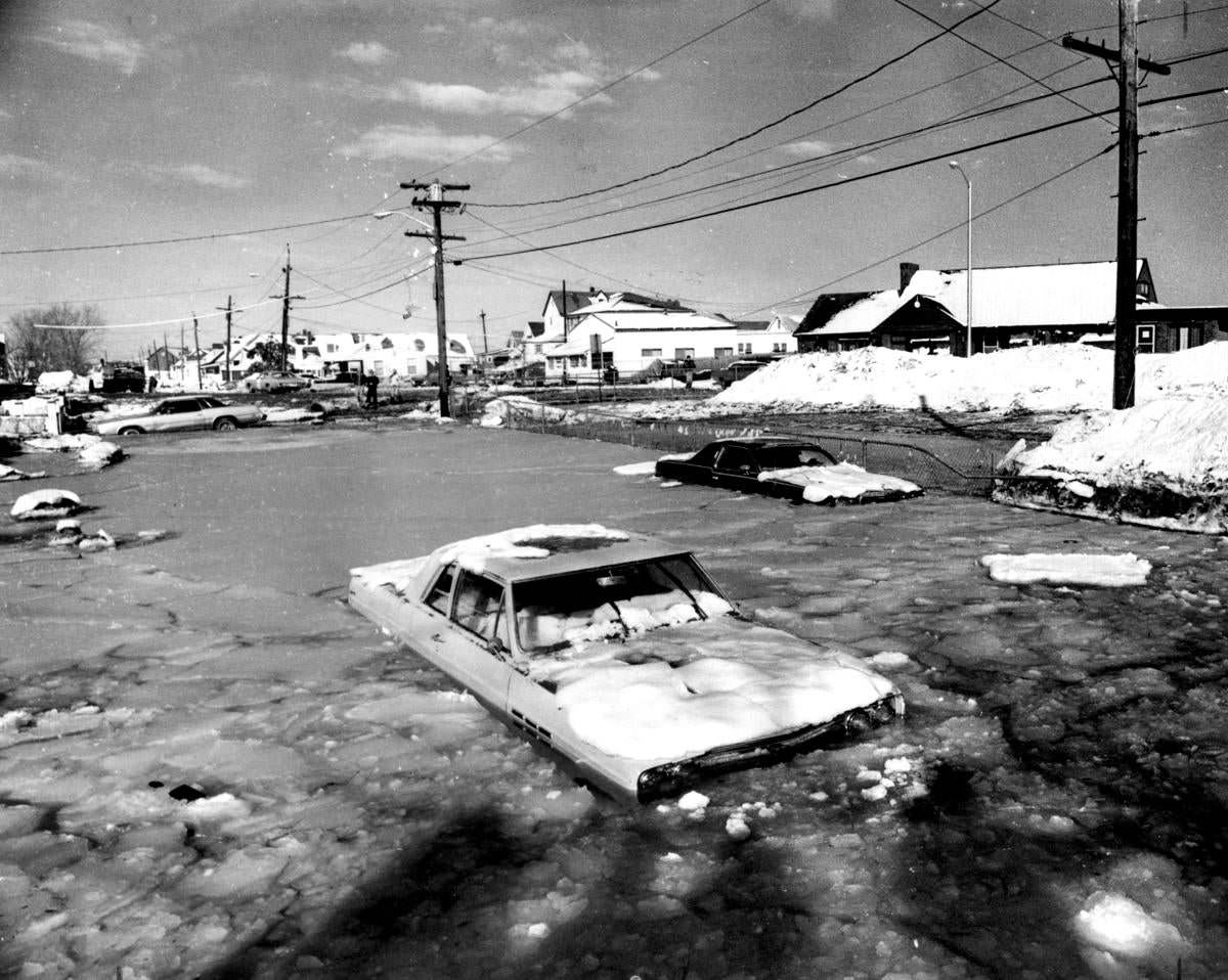 Cars submerged on Winthrop Parkway in Revere.