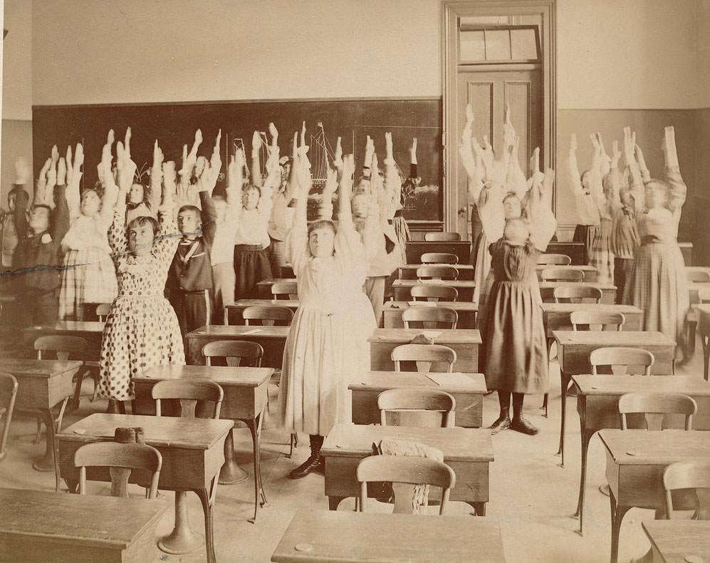 Rare Historical Photos of Students of Boston's Schools Exercising in the 1890s