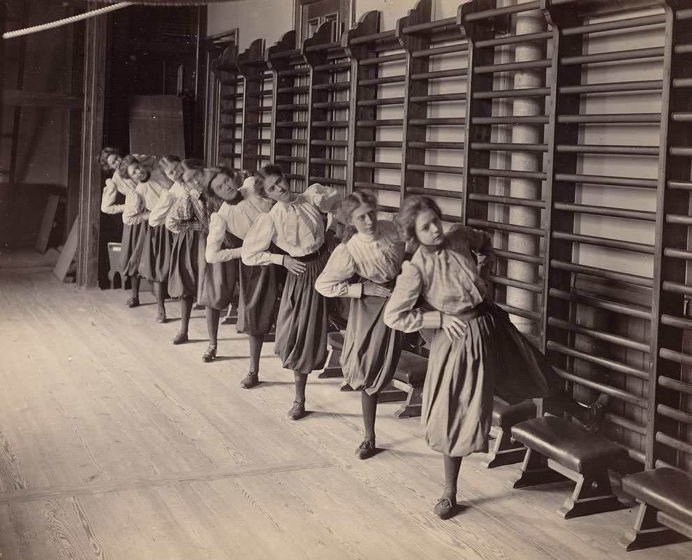 Rare Historical Photos of Students of Boston's Schools Exercising in the 1890s