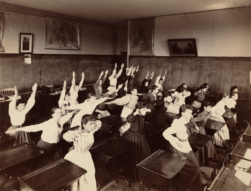 Rare Historical Photos of Students of Boston's Schools Exercising in the 1890s