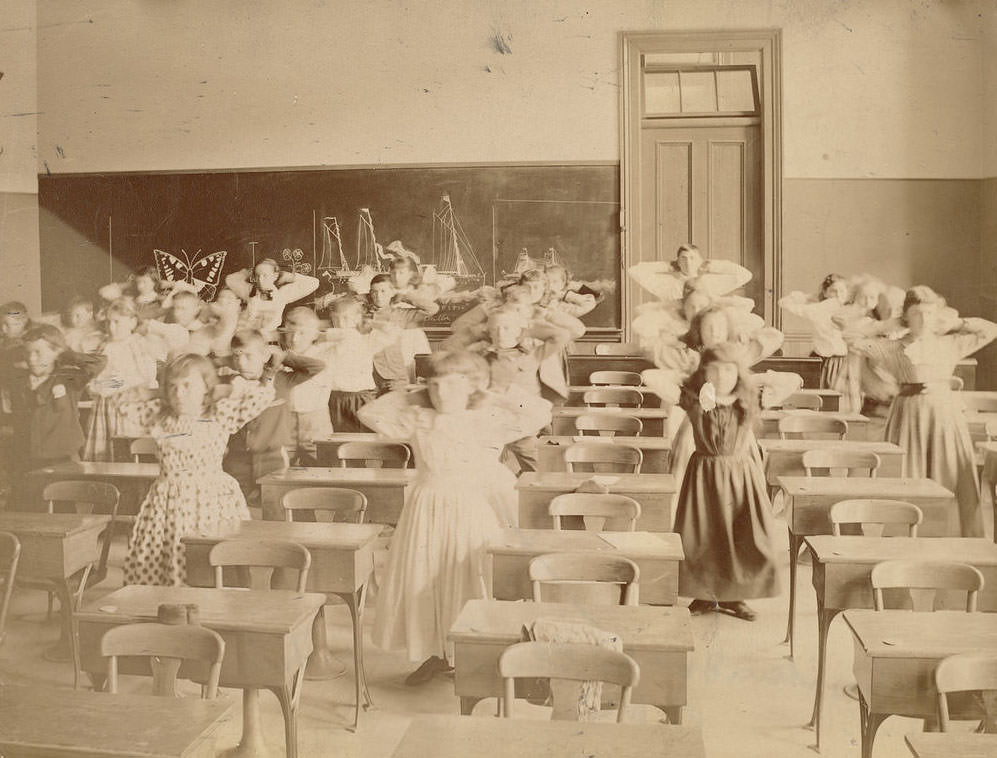 Rare Historical Photos of Students of Boston's Schools Exercising in the 1890s