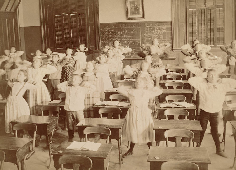 Rare Historical Photos of Students of Boston's Schools Exercising in the 1890s