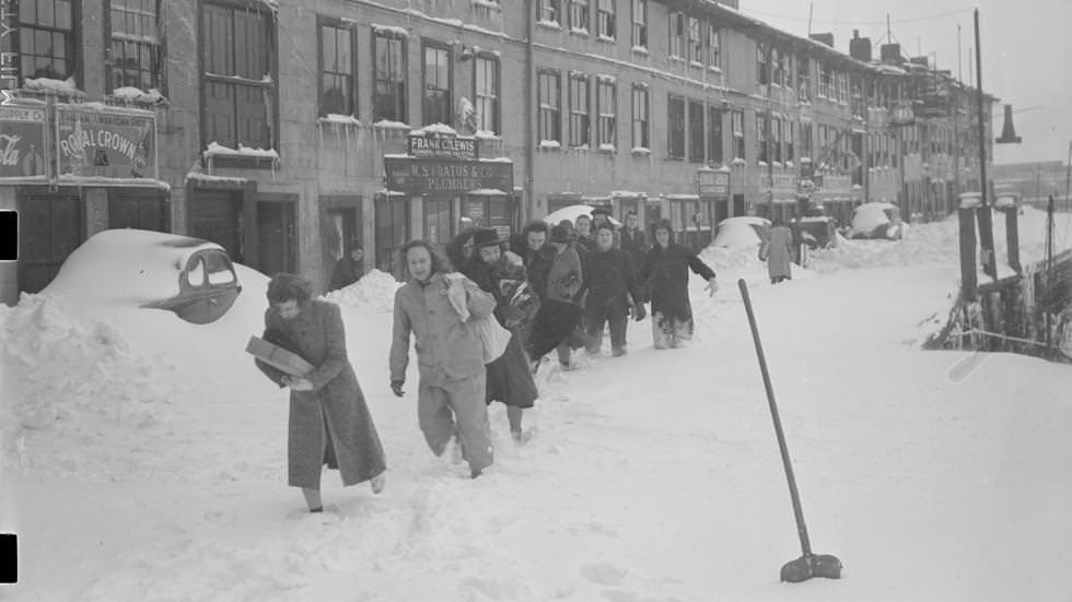 Wharf during a Valentine's Day storm, 1920s