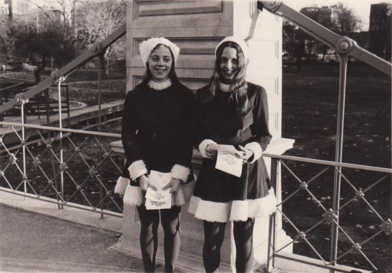 Santa girls at Boston Public Garden, Boston, 1975