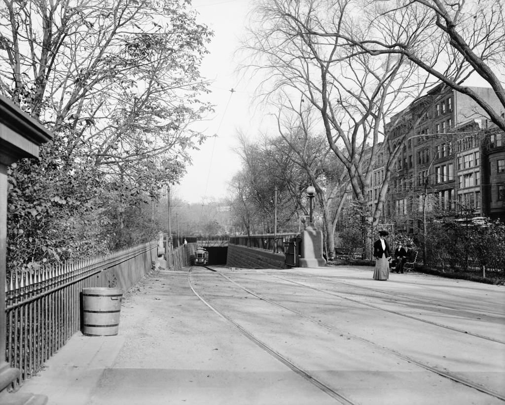 Street Scene with Subway Descent, Boston Public Gardens, Boston, 1904