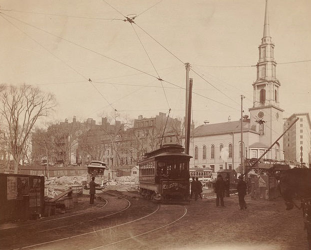Corner of Tremont & Park Streets (Park Street Church), 1897.