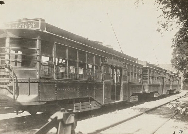 Articulated surface and subway cars.