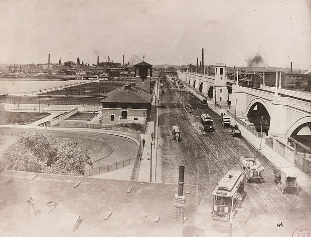 Charles River Dam and Boston Elevated viaduct, 1912.