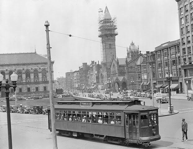 New Old South Church Tower under construction, 1937.