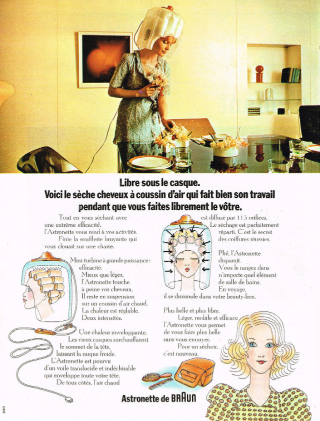 Braun Astronette Hair Dryers: The Handy Air-Cushion Hood Dryer from the 1970s