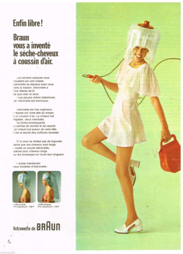 Braun Astronette Hair Dryers: The Handy Air-Cushion Hood Dryer from the 1970s