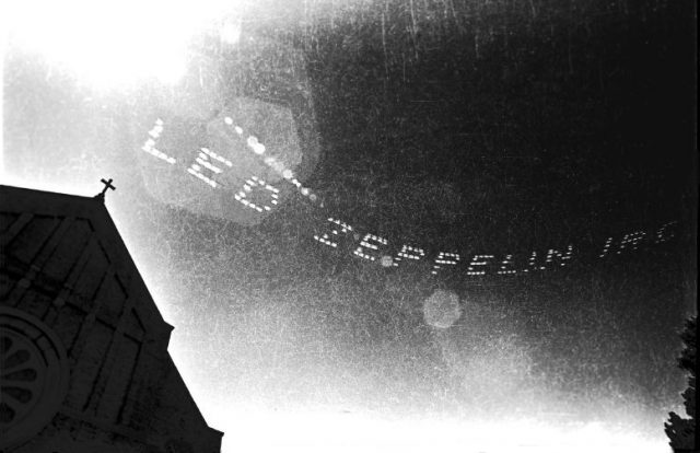 Led Zeppelin IROCK FM 5-Plane Sky Writing 1977 Stairway to Sky Grafitti Advertizing inspired me to get tickets.