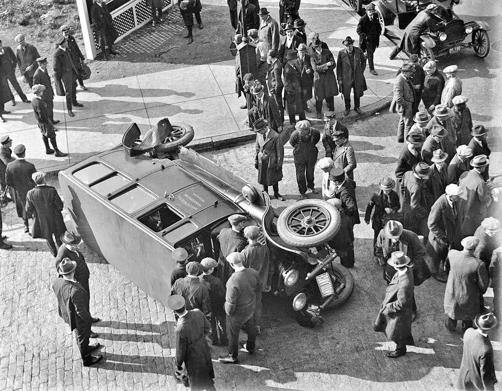 Ambulance tips over on Stuart Street