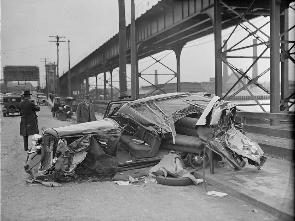 Car stolen by kids crashes into lawyer's car, killing him, 1935