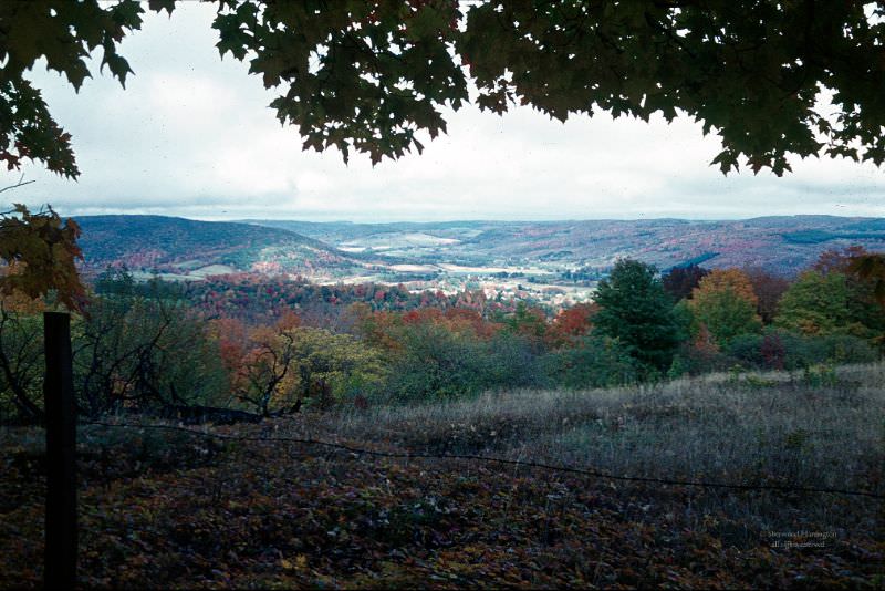 Looking down into the town of North Norwich from a vantage point on the western side of the valley.