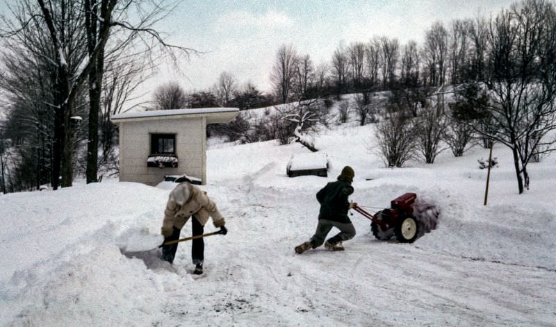 Snow removal at home, 1963