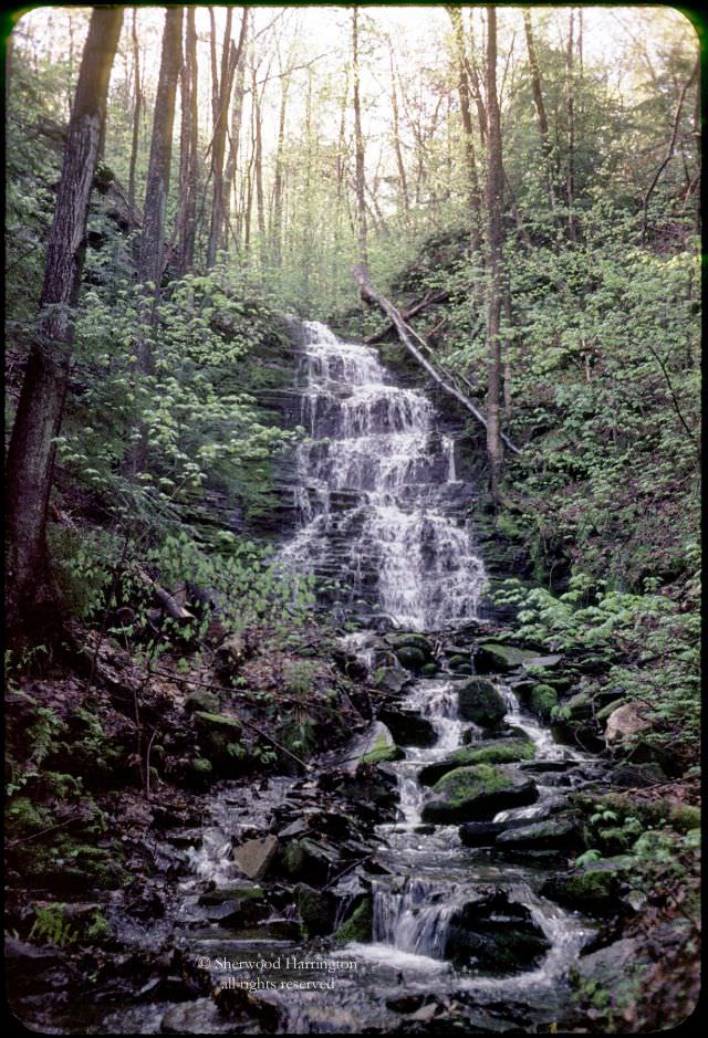 Waterfall south of the Norwich, NY, reservoir, 1963