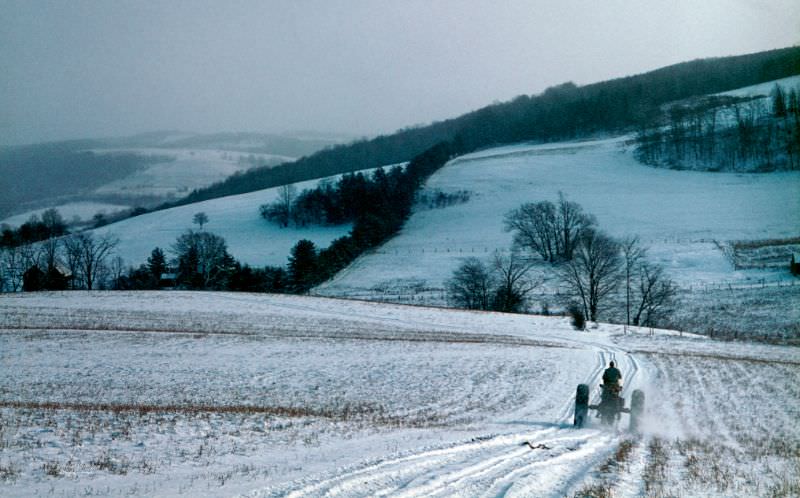 Hills on the east side of the Chenango Valley between North Norwich and Sherburne, January 8, 1966