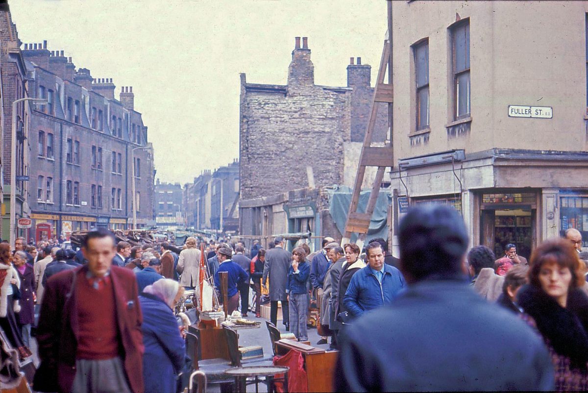 People Shopping At London's Cheshire Street Market in October 1973