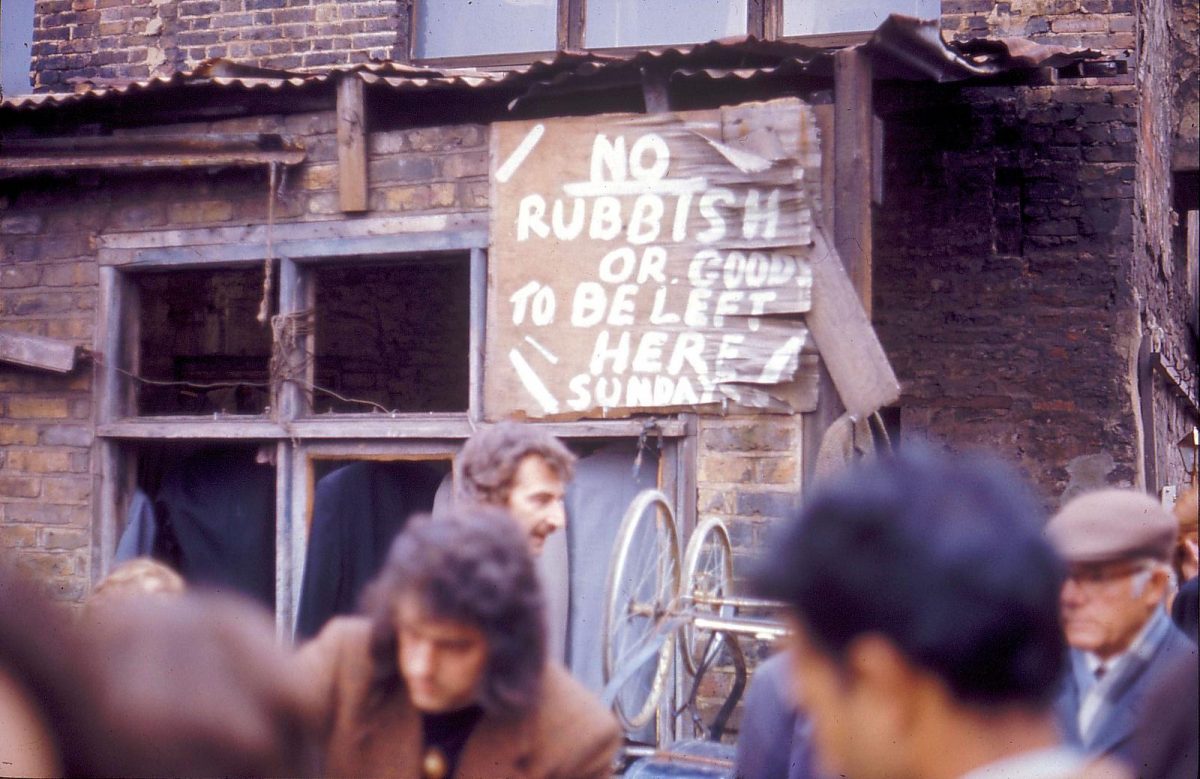 People Shopping At London's Cheshire Street Market in October 1973